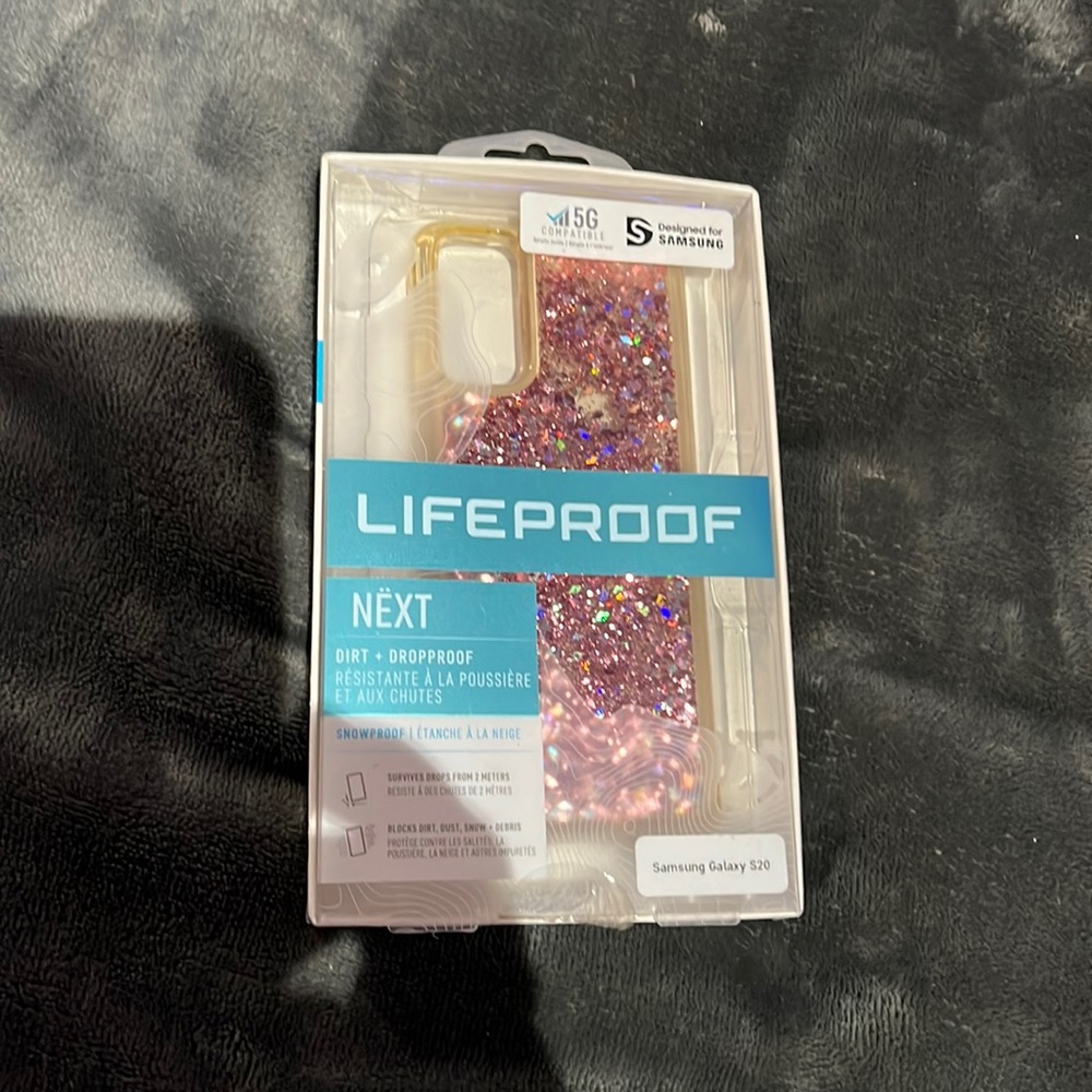 Samsung S20 case. Rose gold glitter Lifeproof case